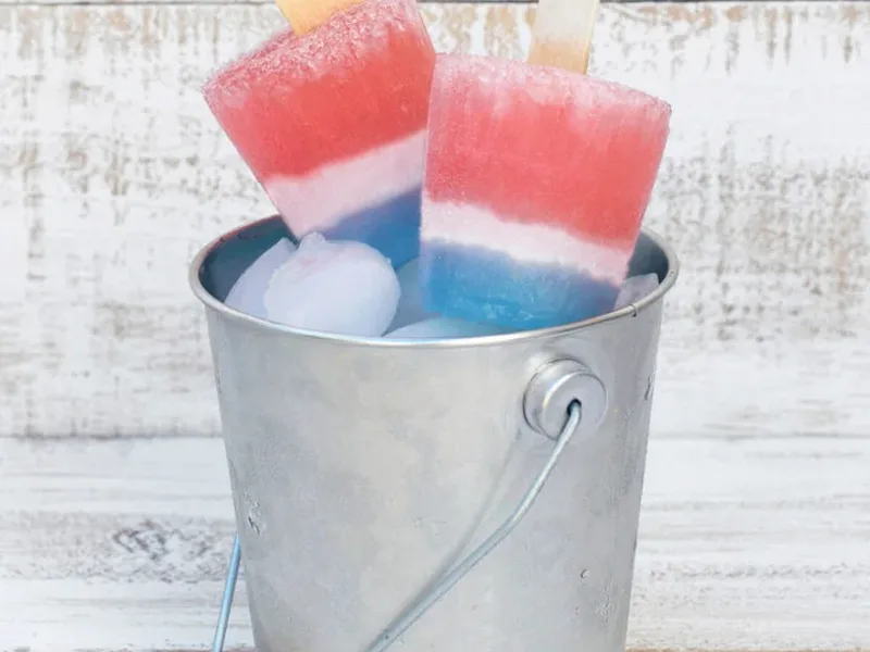 Layered Red White Blue Boozy Popsicles