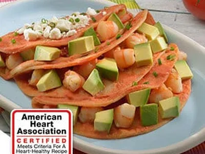 Creamy Shrimp and Avocado Enchiladas in Red Tomato Sauce