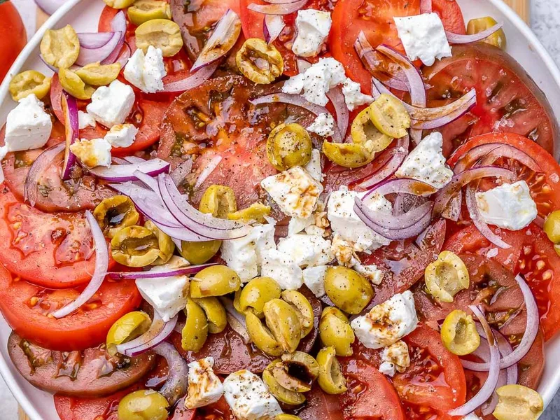 Sliced Garden Tomato Salad with Balsamic Feta