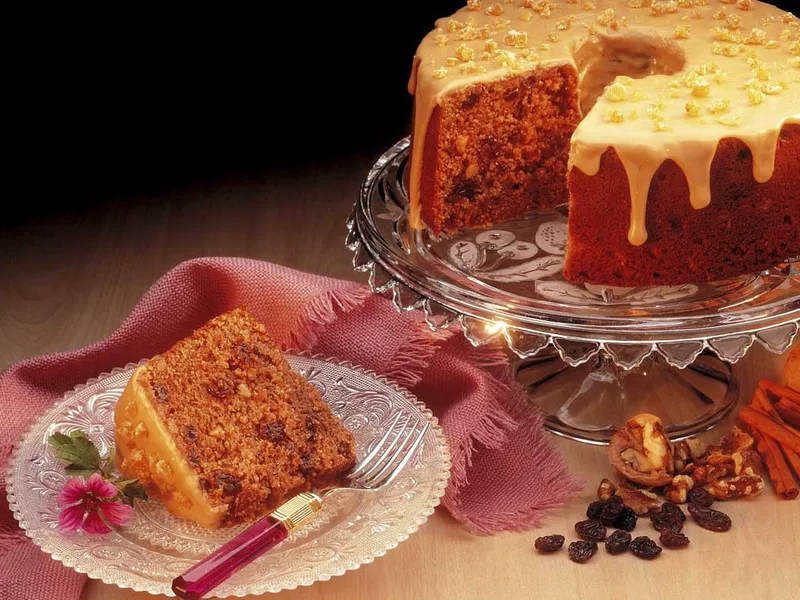 Caramel Glazed Cinnamon Raisin Cake