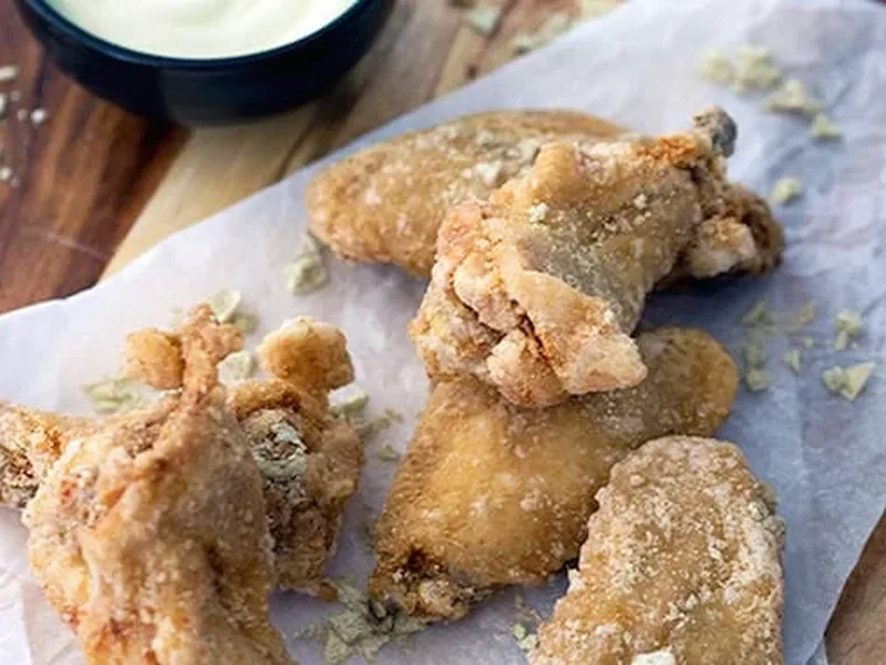 Crispy Wasabi Chicken Wings with Yuzu Mayo Dipping Sauce