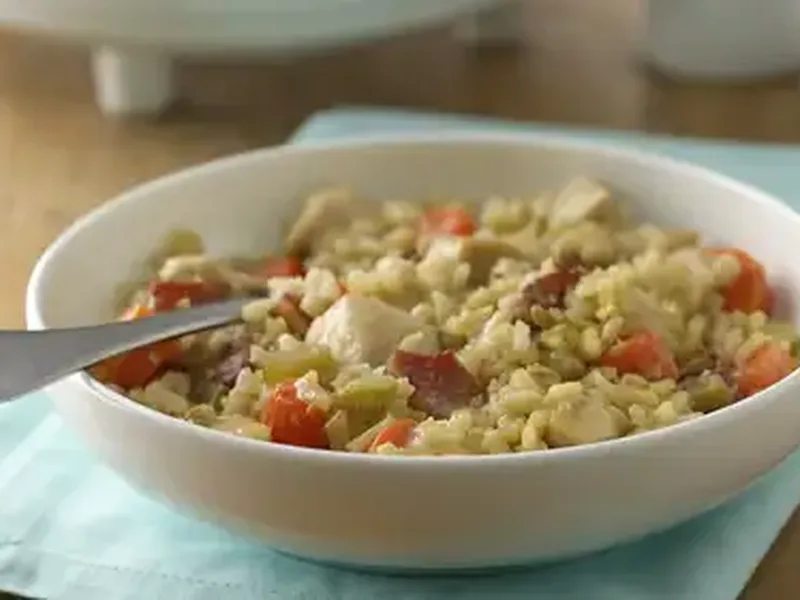 Slow-Cooker Chicken Brown Rice and Pearl Barley Casserole
