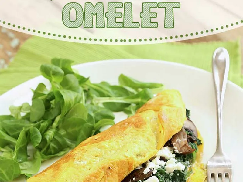 Fluffy Spinach Mushroom Feta Omelet with Garlic and Ghee