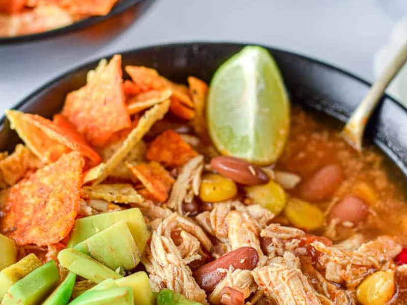 Instant Pot Enchilada Soup with Shredded Chicken