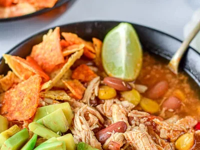 Instant Pot Enchilada Soup with Shredded Chicken