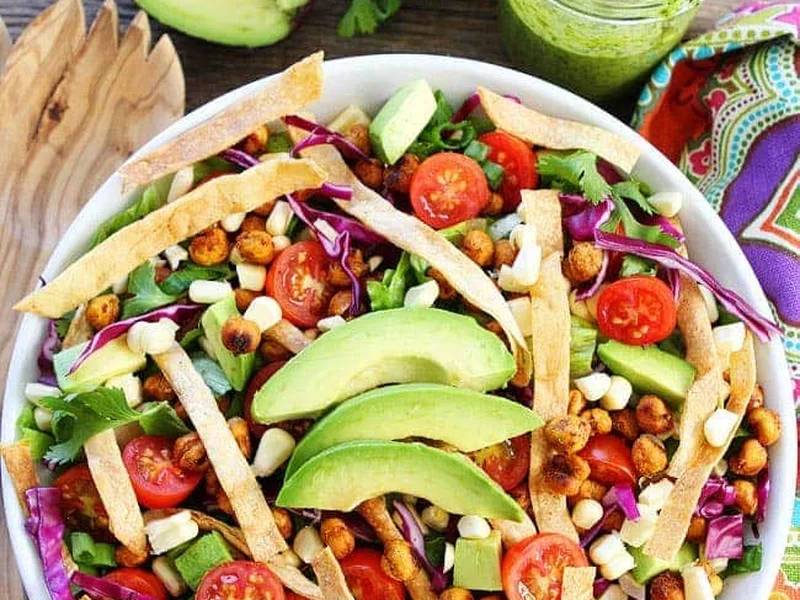 Roasted Chickpea Taco Salad with Cilantro Lime Vinaigrette