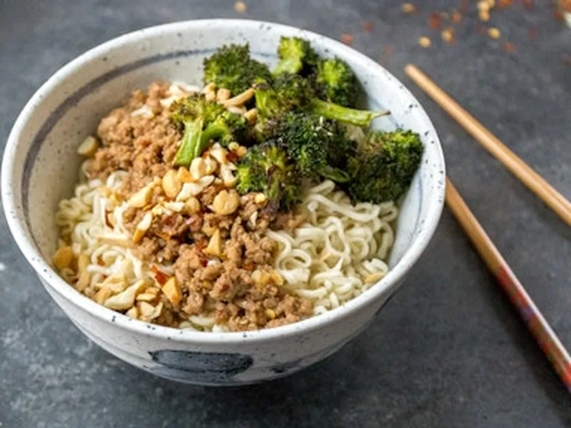 Dan Dan-Style Sesame Pork Noodles with Broccoli