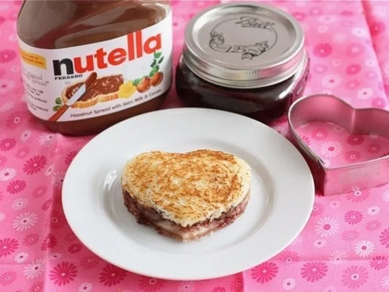 Grilled Nutella Raspberry Sandwich with Golden Buttery Crust