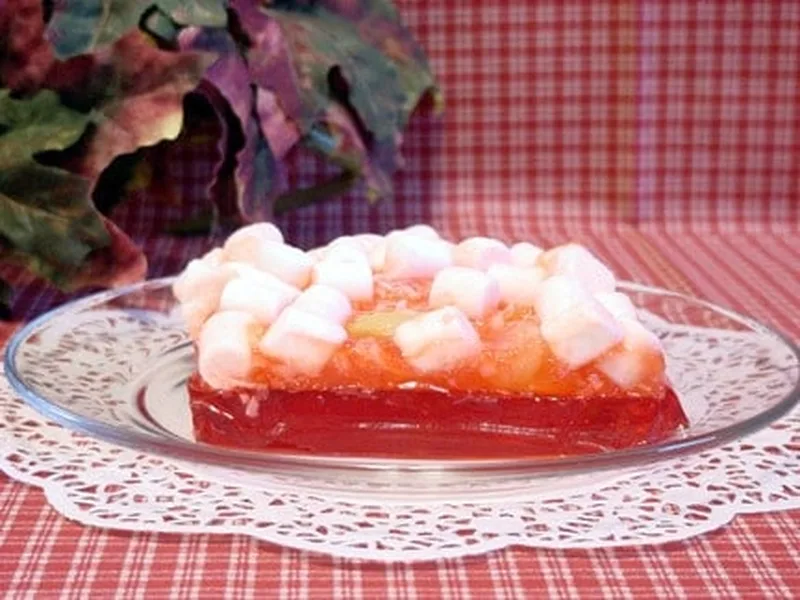 Fruity Jell-O Salad with Coconut and Marshmallows