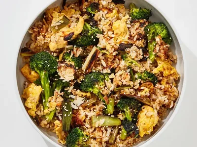 Fried Rice with Eggs and Broccoli