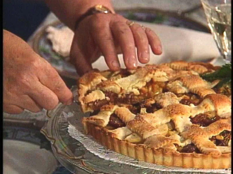 Dried Fig Pear Pine Nut Crostata with Lattice Pastry