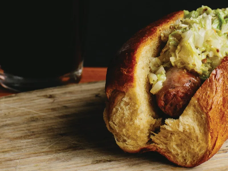 Homemade Corned Beef Sausage with Warm Cabbage Salad