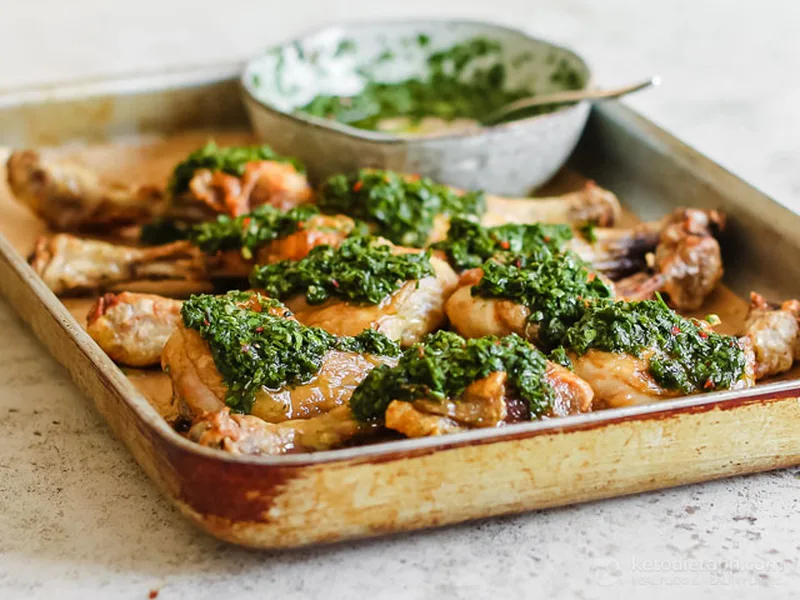 Air-Fryer Butterflied Chicken Drumsticks with Chimichurri