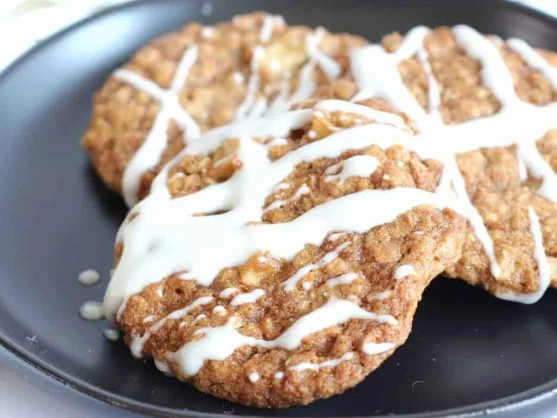 Air Fryer Apple Cinnamon Oatmeal Cookies with Glaze