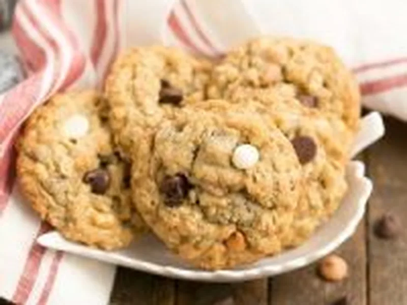 Triple Chocolate Chip Oatmeal Cookies with Butterscotch