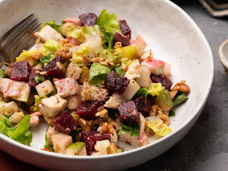 Roasted Chicken, Pear & Walnut Chopped Salad