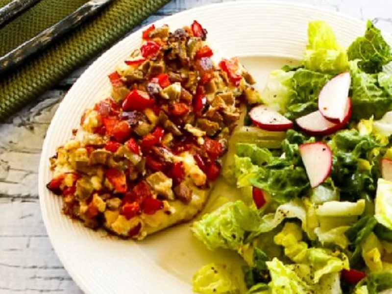 Baked White Fish with Peppers, Olives, Feta