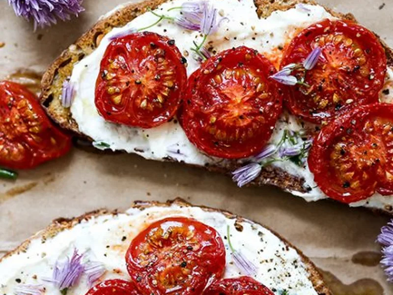 Slow Roasted Tomato and Chive Ricotta Toast