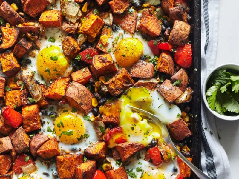 Sweet Potato Hash with Eggs - Hearty Breakfast Skillet
