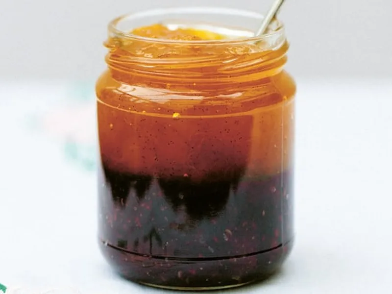 Two-Tone Peach and Blackberry Jam with Classic Pectin