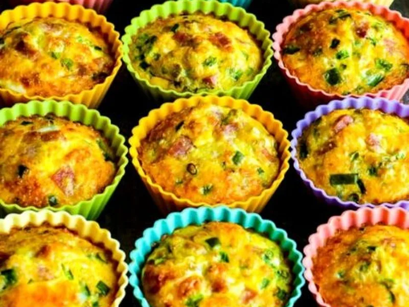 Baked Ham and Cheese Egg Muffins with Bell Pepper