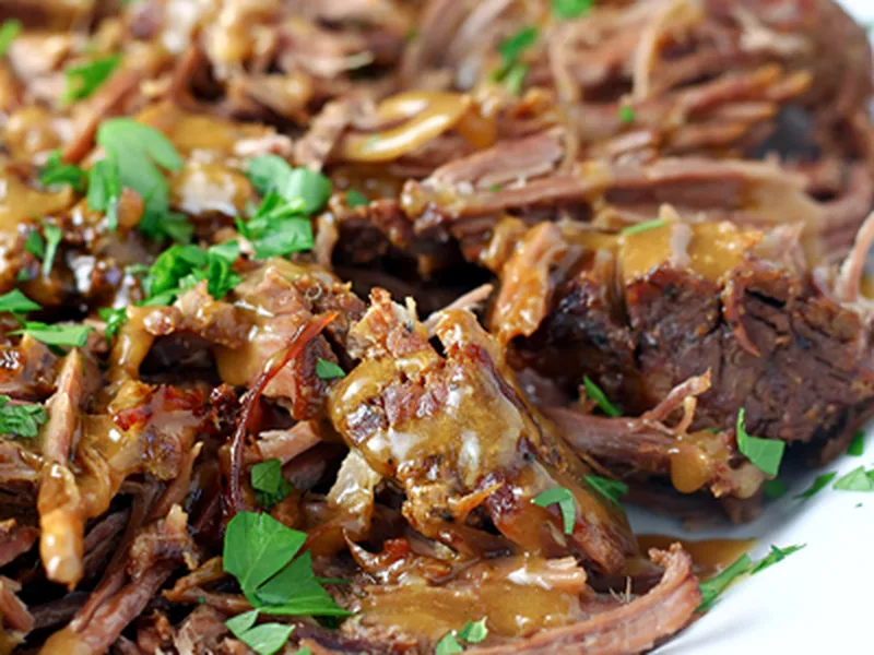 Three Envelope Slow Cooker Pot Roast with Gravy