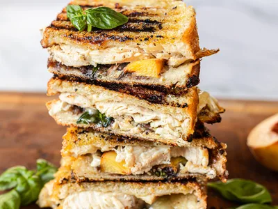 Grilled Chicken, Brie, and Peach Panini