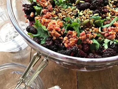 Roasted Butternut Squash Kale Berry Salad with Quinoa