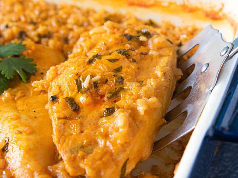 Baked Thai Red Curry Chicken and Brown Rice Casserole