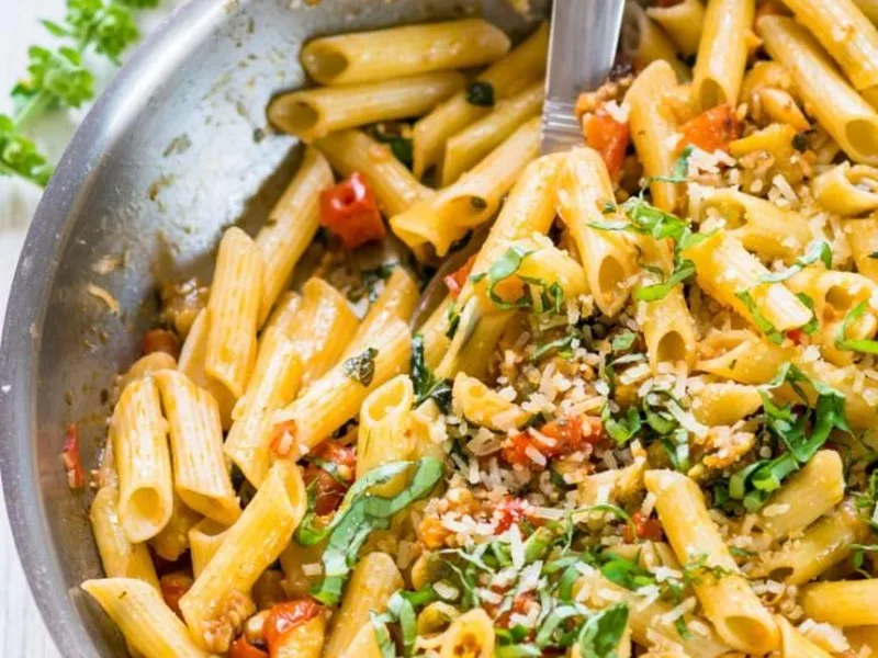 Roasted Eggplant and Tomato Penne Pasta