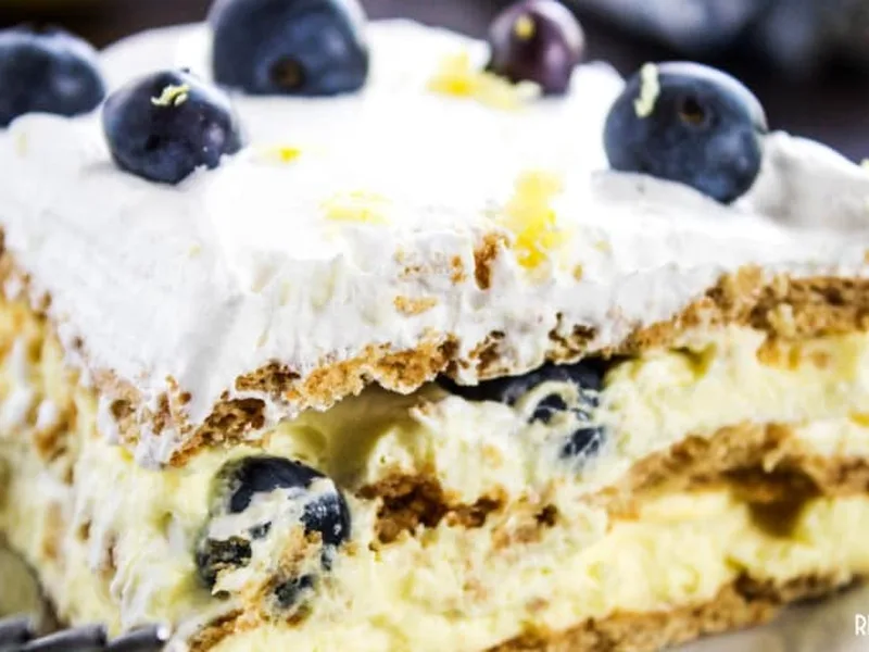 No-Bake Lemon Blueberry Icebox Cake with Graham Crackers