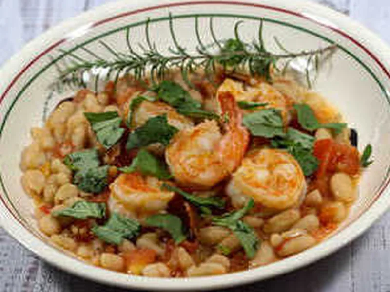 Tuscan Shrimp and Cannellini Beans with Rosemary