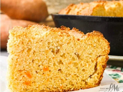 Sweet Potato Sour Cream Cornbread with Cast Iron Skillet