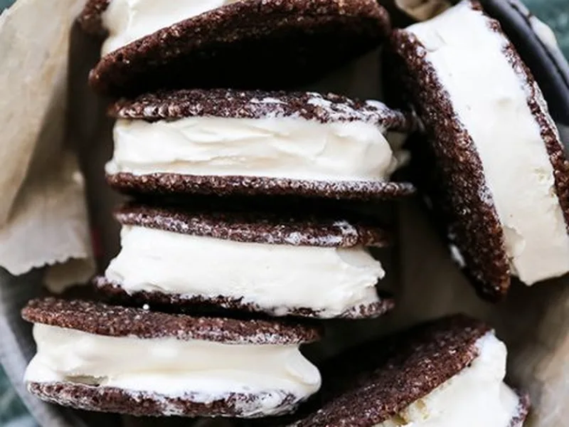 Soft Chocolate Cardamom Orange Cookie Ice Cream Sandwiches