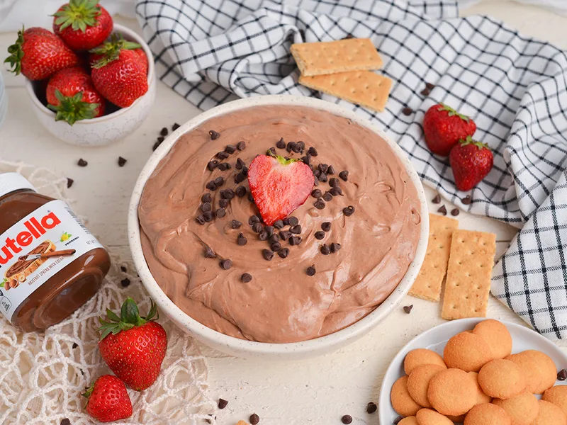 Creamy Nutella Dip with Cream Cheese and Chocolate Chips