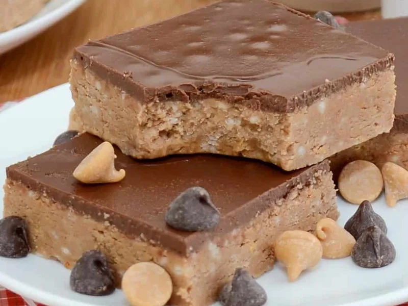 No-Bake Peanut Butter Nutella Bars with Graham Cracker Base