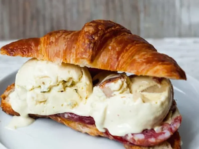 Blue Cheese and Buttered Pear Ice Cream with Danish Blue