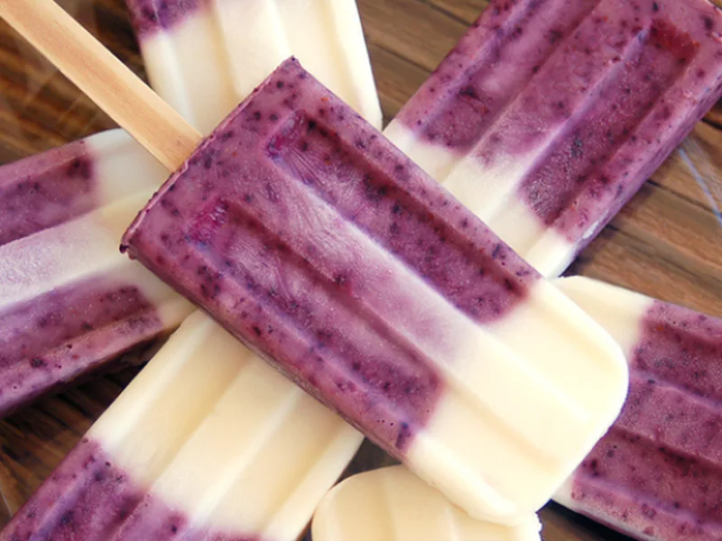 Creamy Blueberry Greek Yogurt Popsicles with Honey