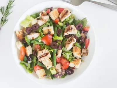 Grilled Chicken Panzanella with Rosemary Balsamic Dressing