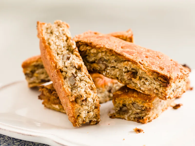 Apple Cheddar Potato Granola Bars with Toasted Pecans