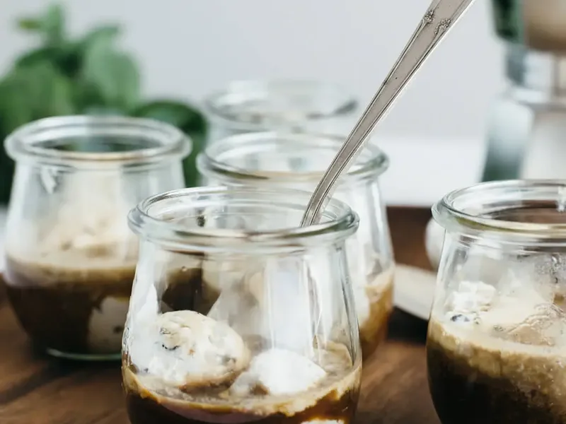 Affogato with Cacao Nib Ice Cream - Creamy Vegan Coffee Dessert