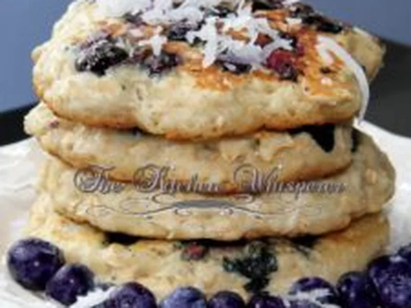 Coconut Oat Blueberry Pancakes with Buttermilk