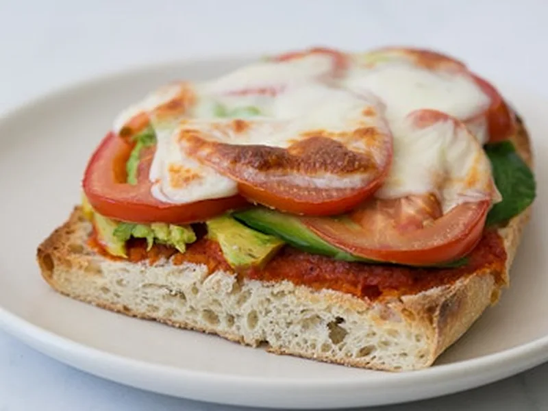 Open-Faced Tomato Avocado Hummus Melts with Fennel Salad