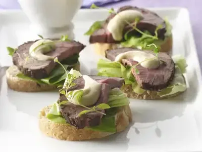 Coffee-Crusted Beef Tenderloin Appetizers with Dijon Cream
