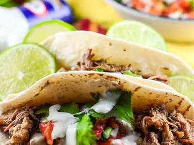 Slow Cooker Ranch Carnitas Tacos with Pepper Jack Cheese