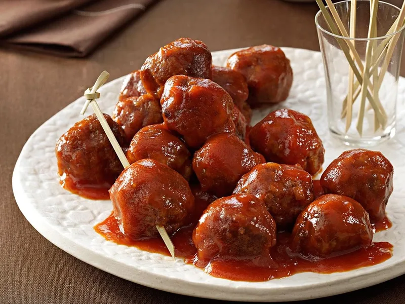 Sweet and Tangy Glazed Meatballs with Gingersnap Sauce