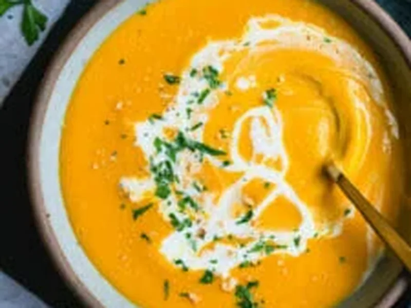 Creamy Butternut Squash Soup with Chickpeas and Coconut Milk