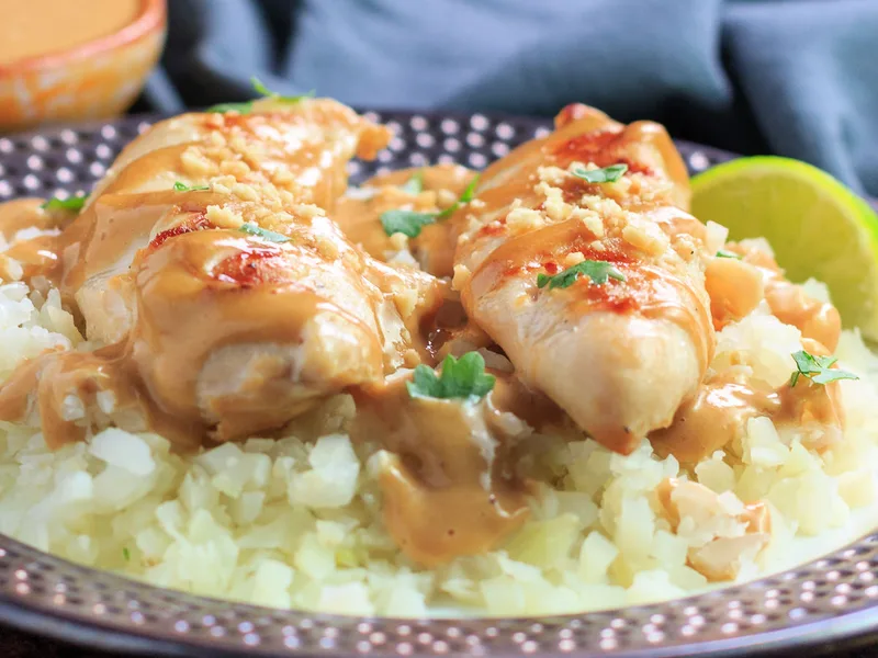 Keto Thai Peanut Chicken with Coconut Sauce
