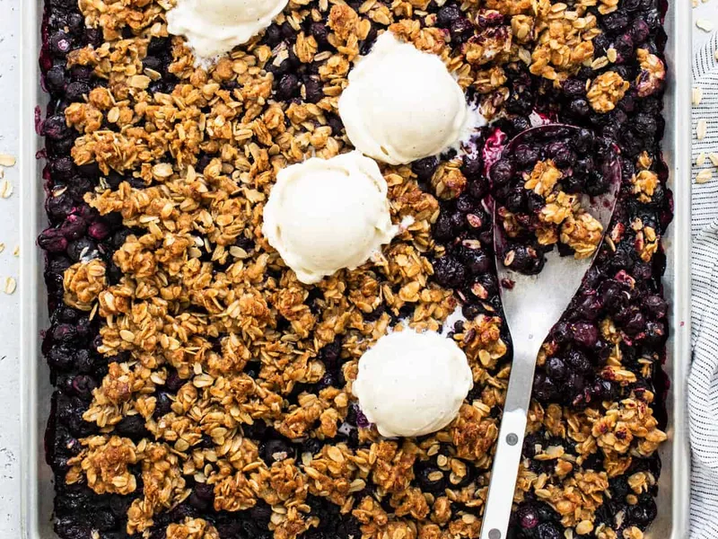 Sheet Pan Blueberry Crisp with Oat Topping