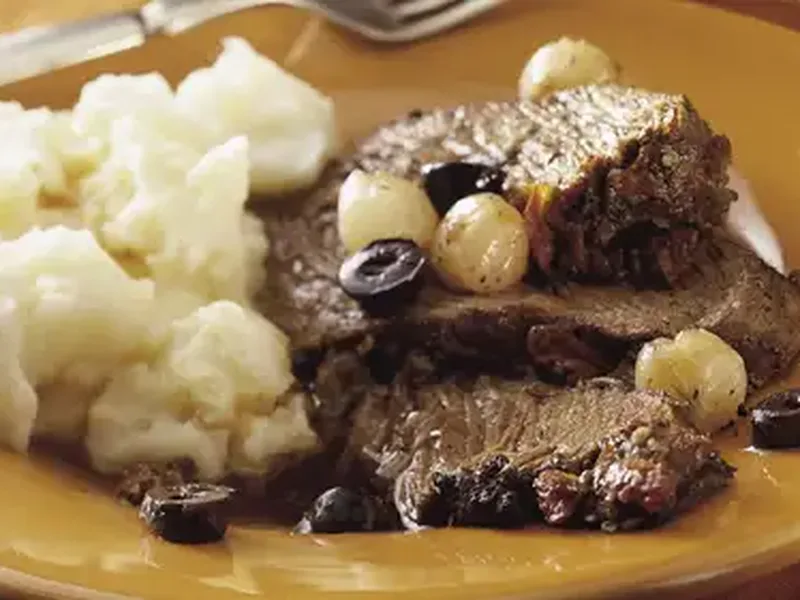 Slow-Cooker Mediterranean Pot Roast with Olives and Sun-Dried Tomatoes